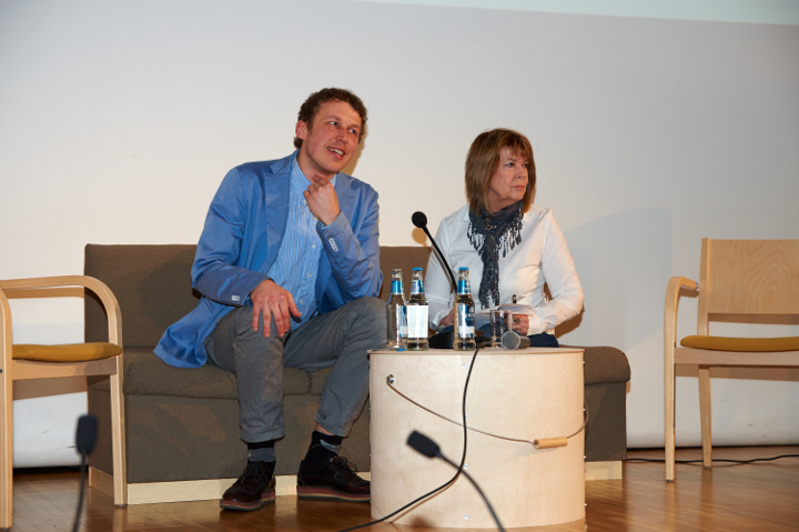 Läti kirjanik Nils Sakss ja Eesti kirjanik Eeva Park
