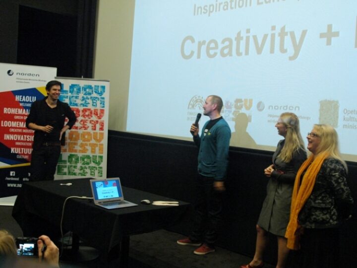 Form left: moderator of the event Tõnu Runnel, Kalle Viira, Seren Eilmann and Christina Forsgård.